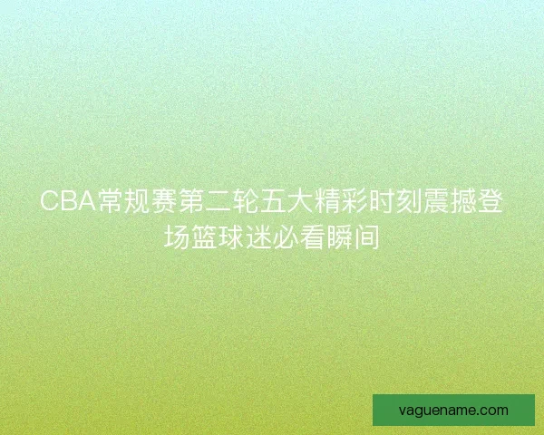 CBA常规赛第二轮五大精彩时刻震撼登场篮球迷必看瞬间